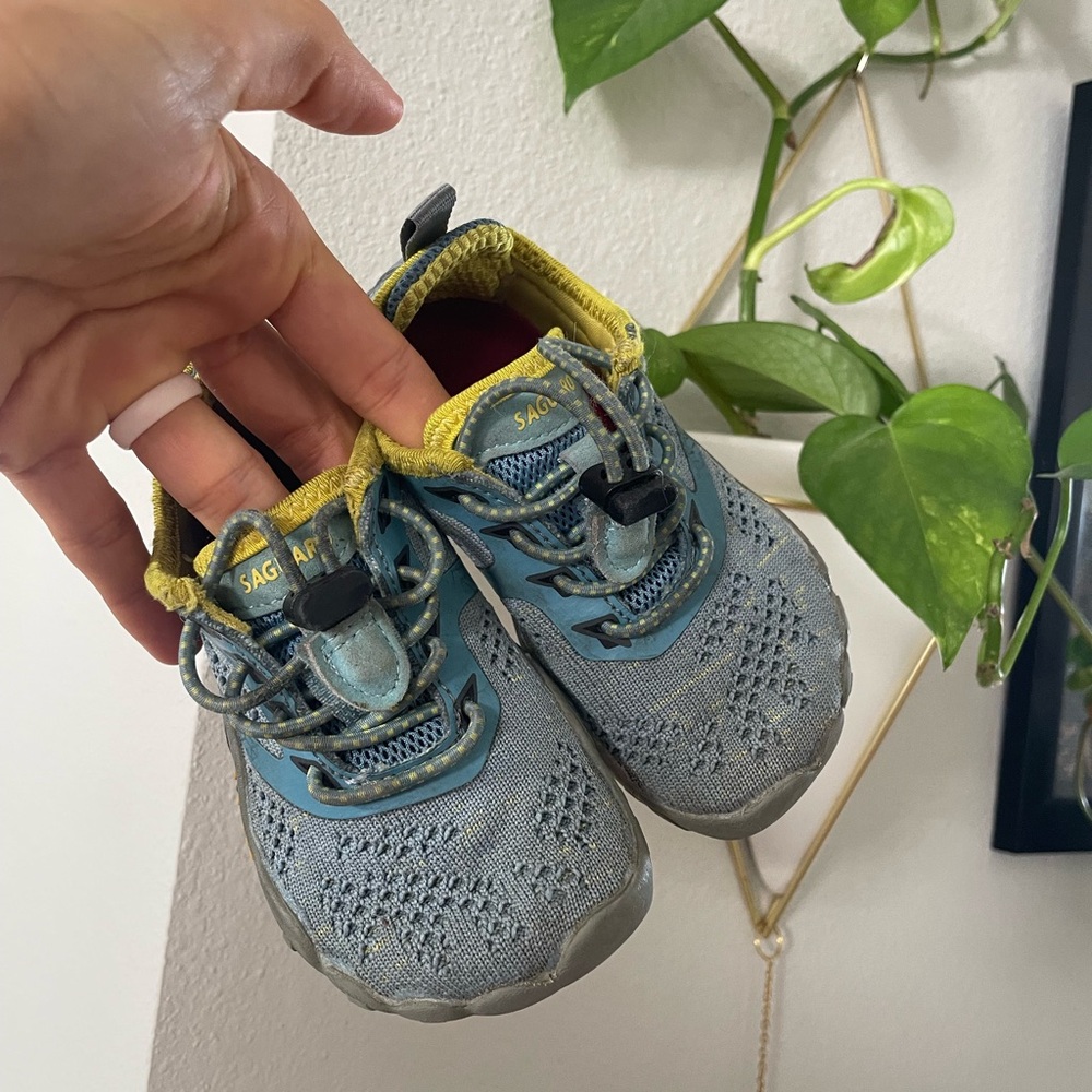 Toddler wide toe barefoot shoe blue and yellow - Picture 10 of 10